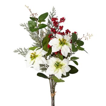 Poinsettia mix bouquet, 56cm, white