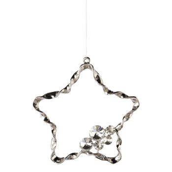 Star hanging 1/poly, 9cm, silver, 1pc.