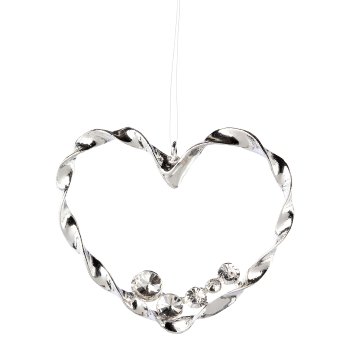 Heart pendant 1/poly, 9cm, silver, 1/piece