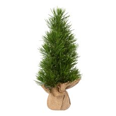 Artificial pine tree in jute bag, 32cm, green
