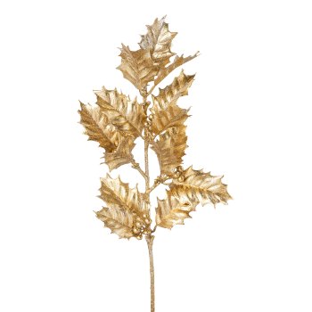 Ilexzweig, 39cm, gold,