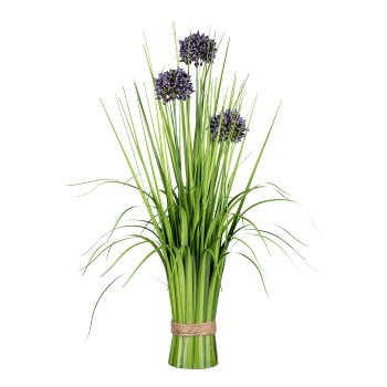 Grass bouquet with allium, 48 cm, purple