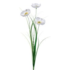Poppy with grass, 50 cm, white