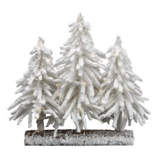 3 fir trees on wooden base and