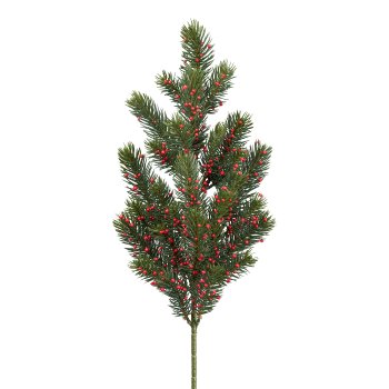 Fir branch with berries x 28, 65cm, green