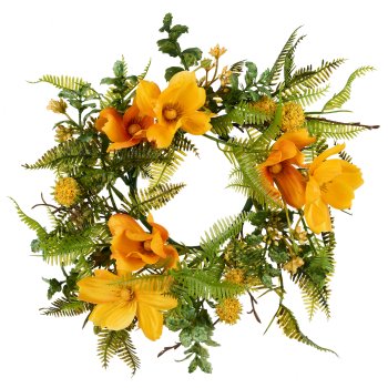 Cosmos mixed wreath, 32cm, yellow