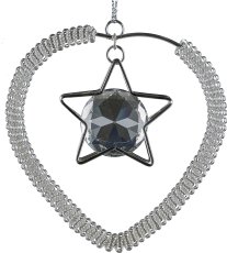 Heart pendant with star, 8cm, silver