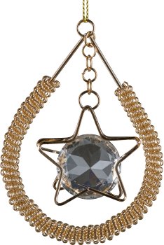 Drop hanger with star, 8,5cm, gold