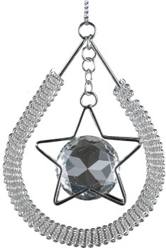Drop hanger with star, 8,5cm, silver