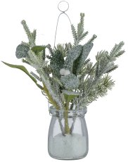 Mix of firs in glass, 19cm, green