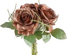 Bouquet of Roses x3, 29cm, dark brown