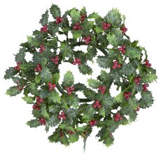 Ilex wreath iced, 24cm, green