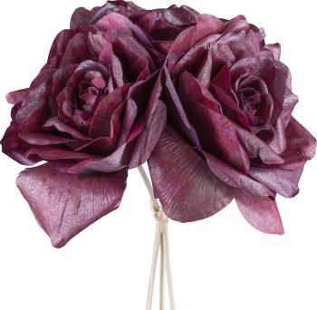 Bouquet of roses x3, 30cm, dark red