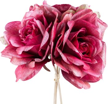 Bouquet of Roses x3, 30cm, dark pink