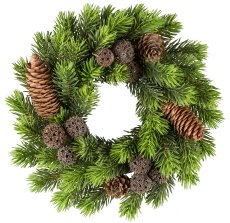Fir wreath with cones, 24cm, green