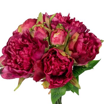 Peony bouquet x7, 30cm, dark red