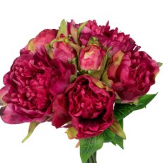 Peony bouquet x7, 30cm, dark red