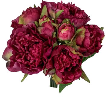 Peony bouquet x7, 30cm, dark red