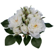 Bouquet of roses x12, 29cm, white