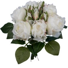 Bouquet of roses x12, 30cm, white