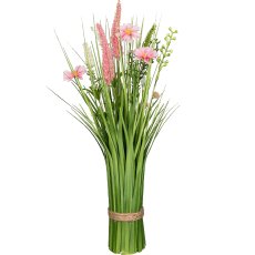 Standing grass bush with flowers, 50cm, pale pink