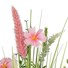 Standing grass bush with flowers, 64cm, pale pink