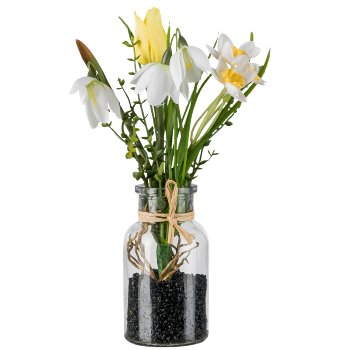 Frühlingsblütenmix im Glas, 23cm, bunt