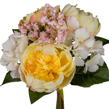 Peony bouquet, 30cm, light yellow