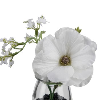 Ranunculus bouquet in glass, 13cm, white