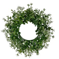 Box wreath with blossoms, 25cm, green