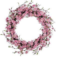 Cherry blossom branch wreath, 62x62x15cm, pale pink