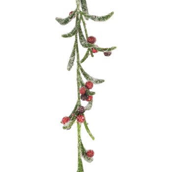 Garland with berries iced 1/poly, 125cm, grün
