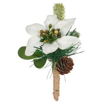 Bouquet with poinsettia, 16cm, white