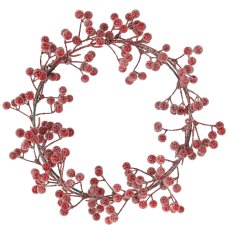 Berry wreath iced, 30x30x6cm, red