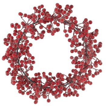 Berry wreath iced, 31x31x8cm, red