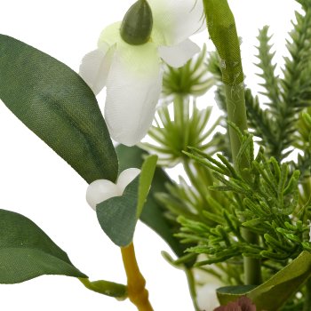 Arrangement mit Schneeglöckchen, 20cm, weiß, in grauem Kunststofftopf