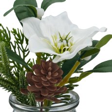 Christmas rose, 18cm, white, in glass 7x7x7.5cm