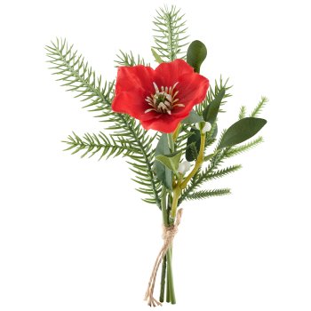 Sträußchen mit Christrose, 30cm, rot