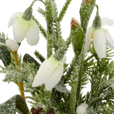 Arrangement mit Schneeglöckchen geeist, 20cm, weiß, im grauem Kunststofftopf
