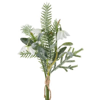Bouquet with iced snowdrops, 30cm, white