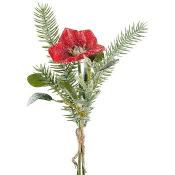 Sträußchen mit Christrose geeist, 30cm, rot