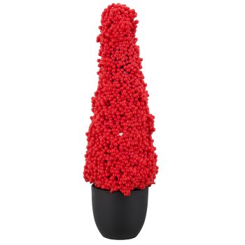 Beerenpyramide, 32cm, rot, in schwarzen Kunststofftopf 7x7x7,5cm