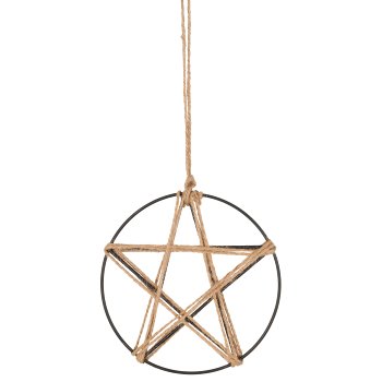 Decorative ring with star, 15cm, natural