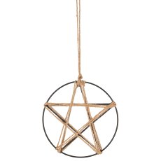 Decorative ring with star, 15cm, natural