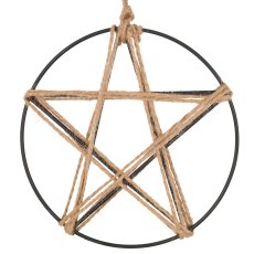 Decorative ring with star, 15cm, natural