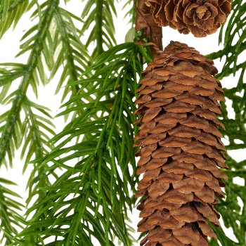 Mixed fir garland with natural cones, 185cm, green, soft touch