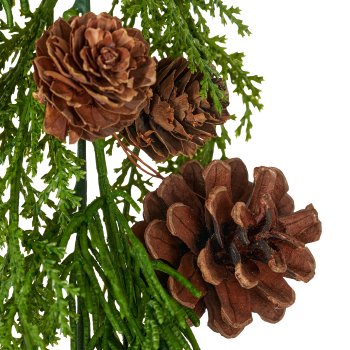 Mixed conifer garland with natural cones, 190cm, green, soft touch