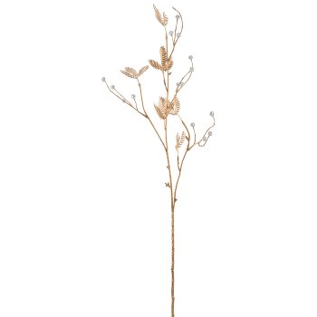 Blattzweig mit Diamanten, 84cm, gold
