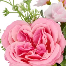 Rose arrangement, 16cm, rosa, in black plastic pot 8x8x7cm