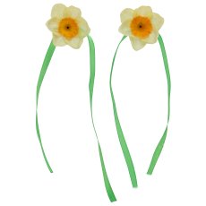 Tazette flower with ribbon 24/poly, light yellow